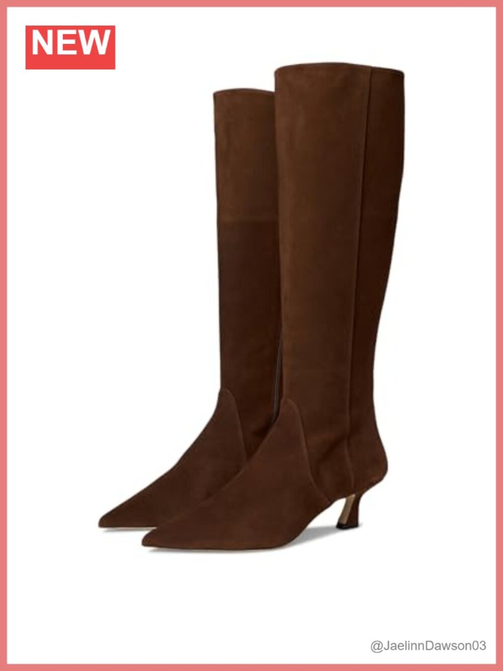 Knee High Kitten Heel Zip Equestrian Boots Goat Leather 400MM